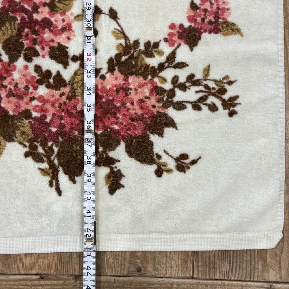 Vintage Towel Set Floral Hydrangea Springmaid 3 Piece Pink Brown White USA Made